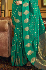 Dark Green With Golden Pallu Silk Traditional Saree