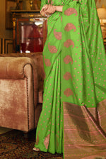 Lime Green With Golden Pallu Silk Traditional Saree