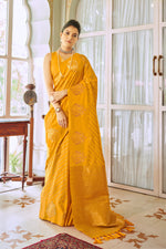 Amber Yellow Silk Traditional Saree