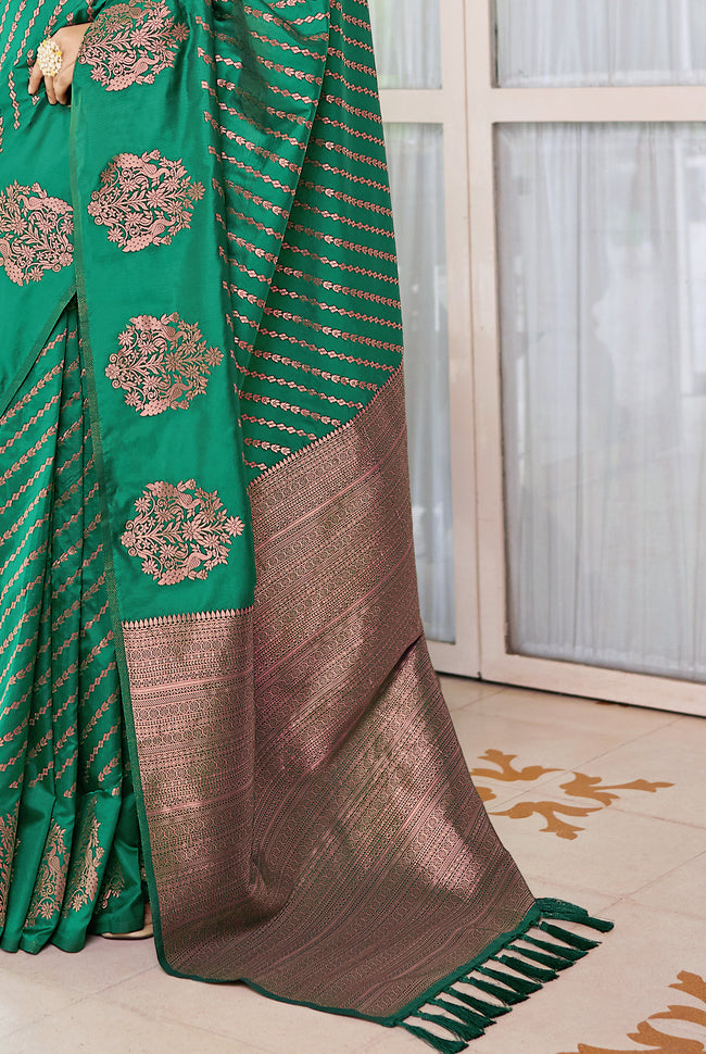 Bottle Green Silk Traditional Saree