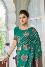 Blue-Green Silk Traditional Saree