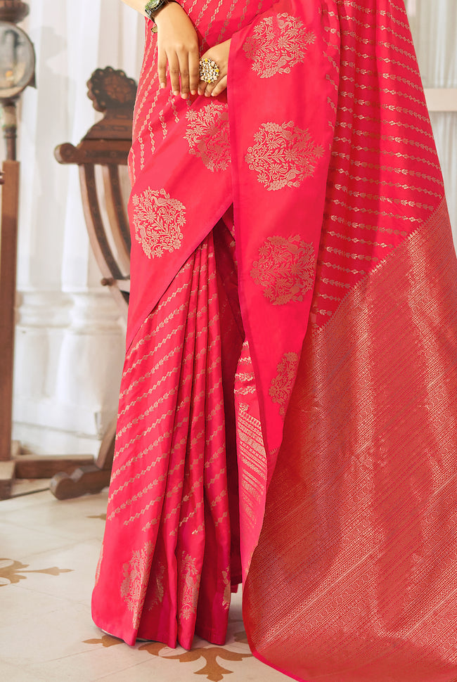 Candy Red Silk Traditional Saree