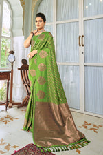 Olive Green Silk Traditional Saree