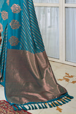 Turquoise Blue Silk Traditional Saree