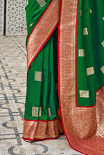 Sea Green With Red Border Silk Traditional Saree