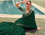 Green Plain Silk Georgette saree