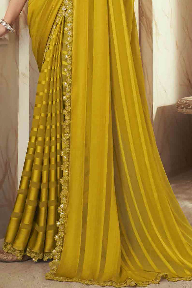 Yellow Sunshine Pattern Silk Saree