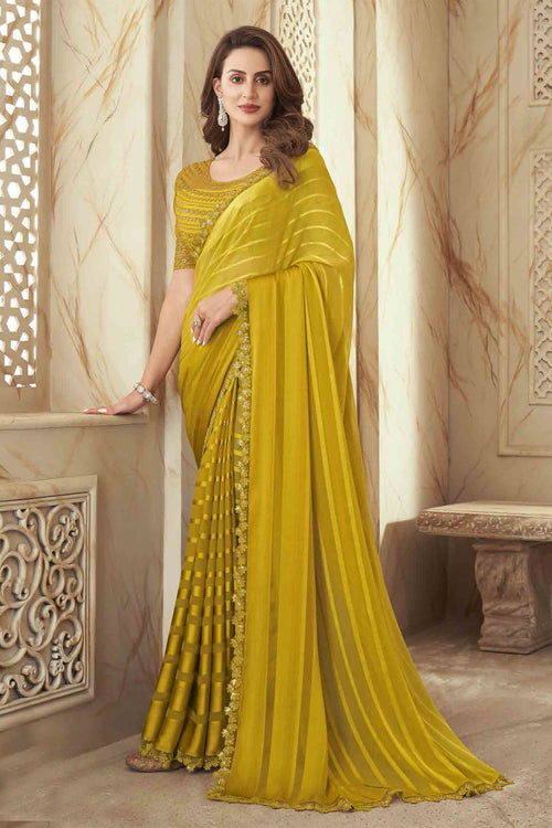 Yellow Sunshine Pattern Silk Saree