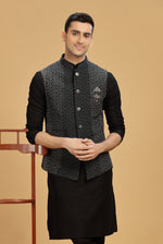 Black kurta jacket set for Men