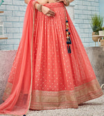 Light Coral Sequin Embroidered Silk Bridal Lehenga