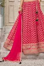 Coral Embroidered Silk Bridal Lehenga