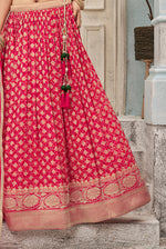 Coral Embroidered Silk Bridal Lehenga