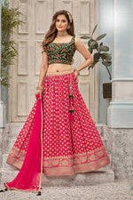 Carmine Sequin Embroidered Silk Bridal Lehenga