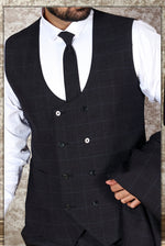 Black 3 Piece checks Elegant Formal Fashion Men Suits