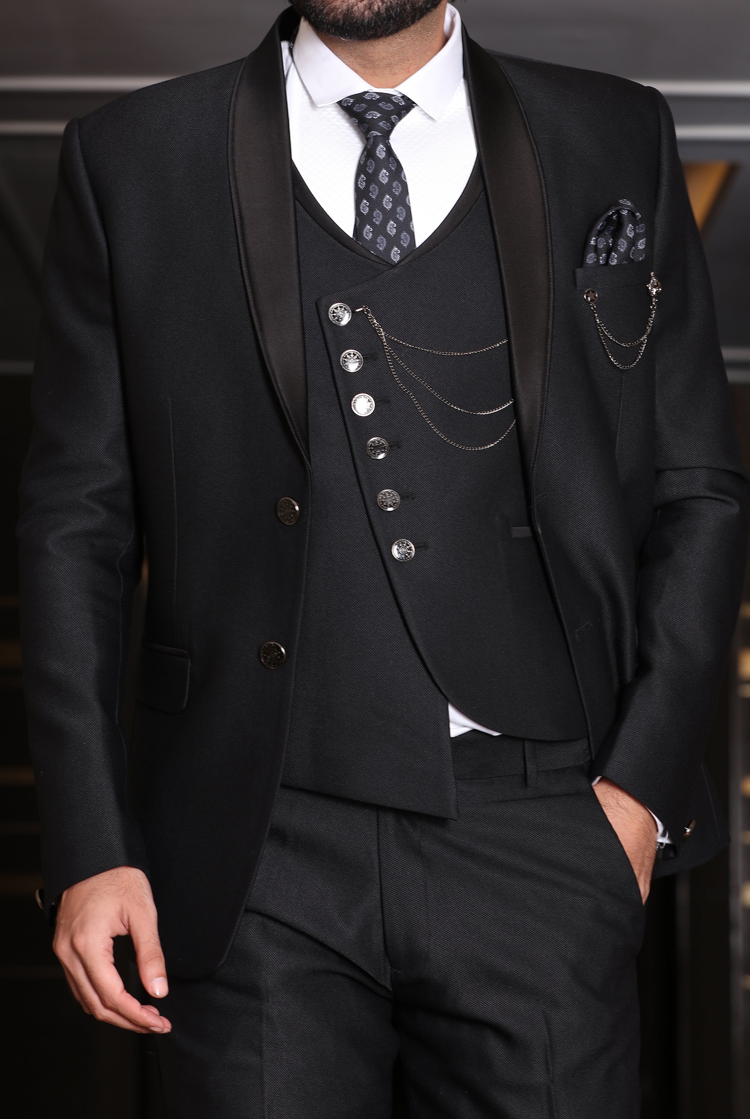 Buy Wintage Men's Pure Linen Black Suit online