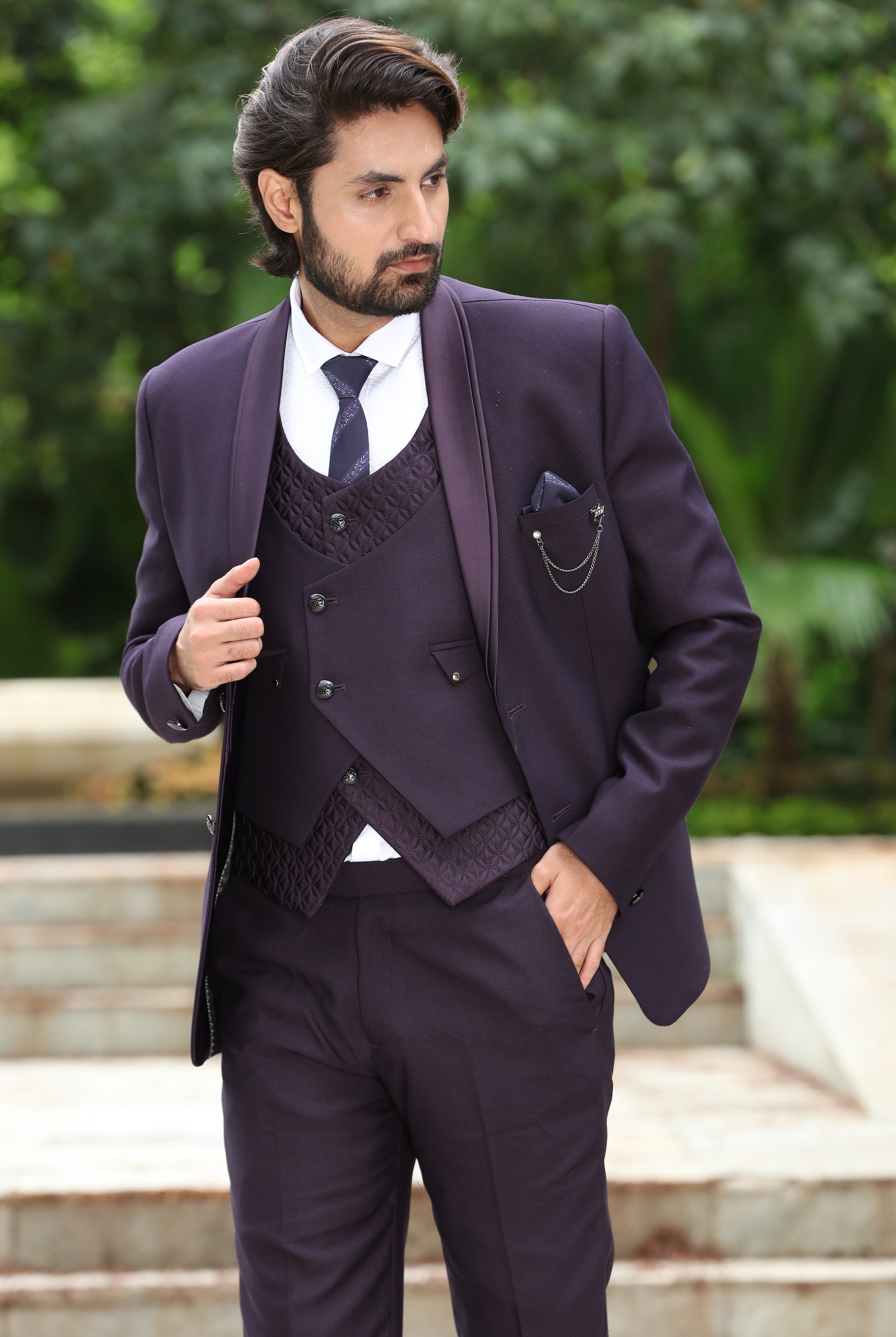 Buy Men 3 Pc Suit in Wine Color Online in India - Etsy
