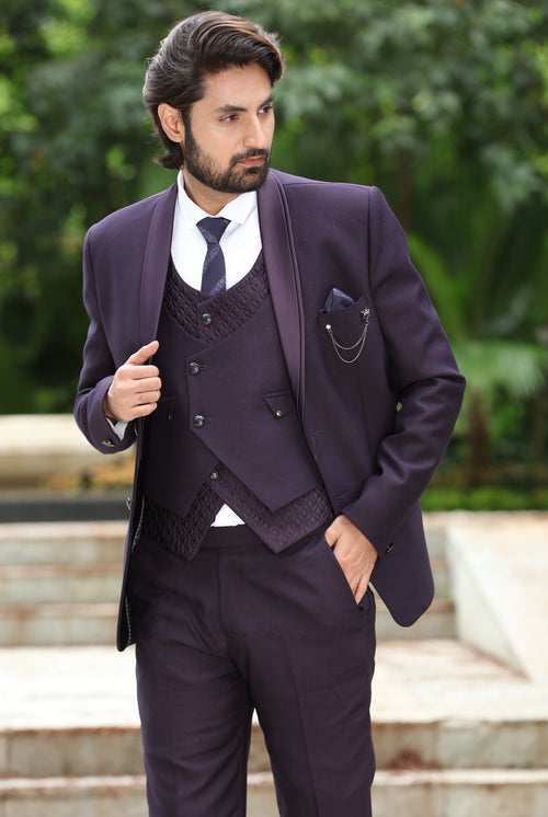 Lavender 3-piece solid elegant formal fashion Men suits