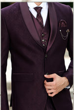 Maroon 3-piece elegant formal fashion Men suits