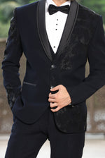 Black 3-piece big embroidered elegant formal fashion Men suits