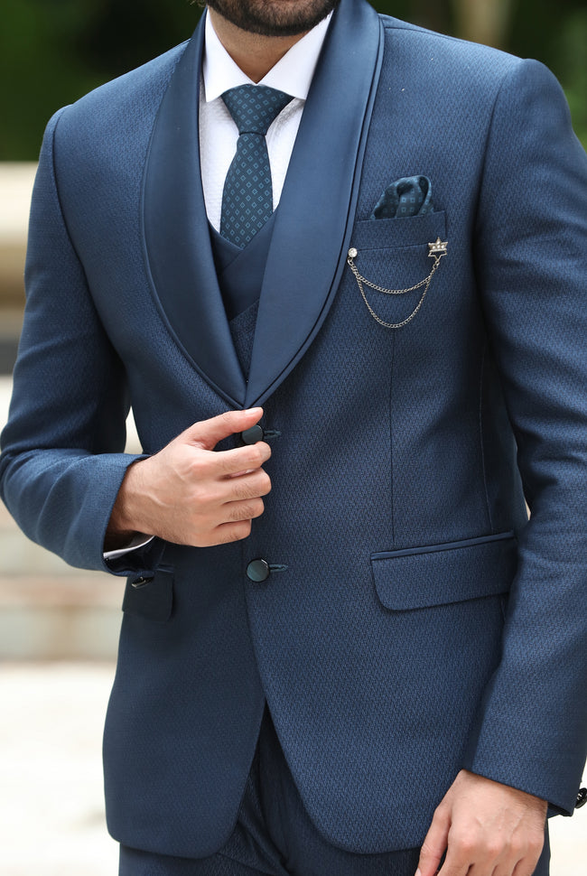 Blue 3-piece elegant formal fashion Men suits