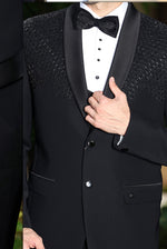 Black 3-piece embroidered elegant formal fashion Men Suit