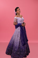 Lavender Embroidered Silk Bridal Lehenga