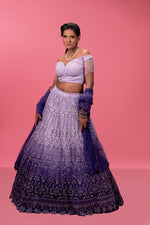 Lavender Embroidered Silk Bridal Lehenga