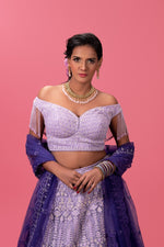 Lavender Embroidered Silk Bridal Lehenga