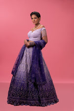 Lavender Embroidered Silk Bridal Lehenga