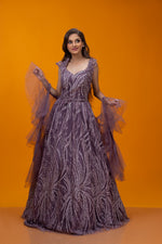 Lavender Gown with Sequins Embroidery