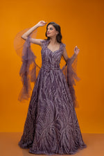 Lavender Gown with Sequins Embroidery