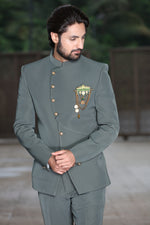 Grey Readymade Jodhpuri Suit for Men