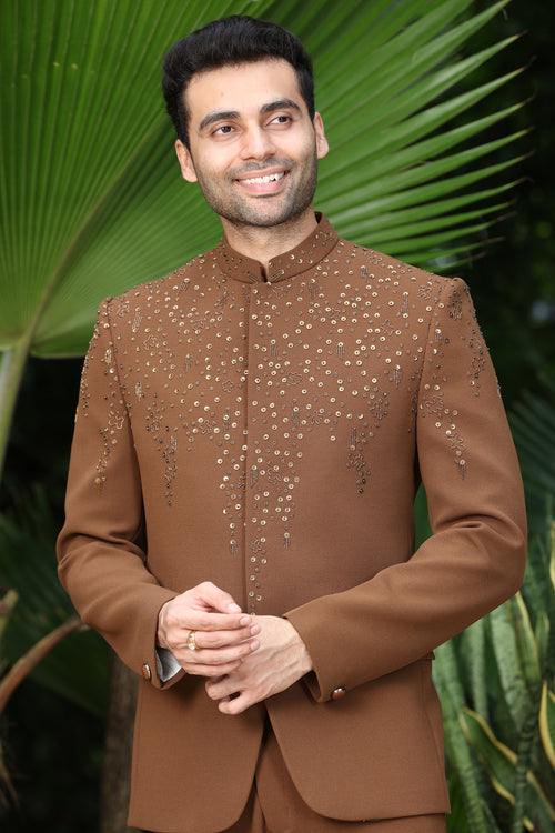 Brown Readymade Jodhpuri Suit for Men