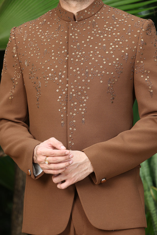 Brown Readymade Jodhpuri Suit for Men