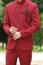 Red Readymade Jodhpuri Suit for Men