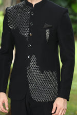 Black Designer Jodhpuri Suit For Reception
