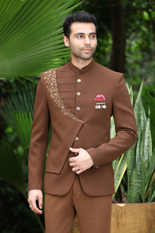 Brown Designer Jodhpuri Suit For Reception