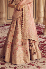 Light Beige Embroidered Silk Bridal Lehenga