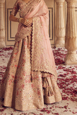 Light Beige Embroidered Silk Bridal Lehenga