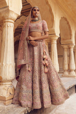 Light Pink Bridal Lehenga With Sequins Embroidery