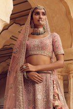 Light Pink Bridal Lehenga With Sequins Embroidery