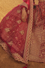 Turkey Red Bridal Lehenga With Floral Embroidery