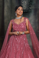 Ruby Sequins Work Net Gown